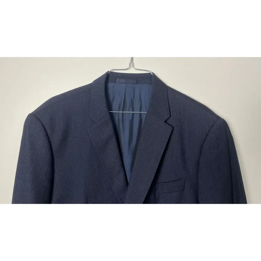 Armani  Collezioni Navy Blue Micro striped  2 Piece Suit Jacket Pants Set - Picture 3 of 16